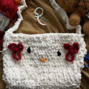 White and Red Kids Plush Bag